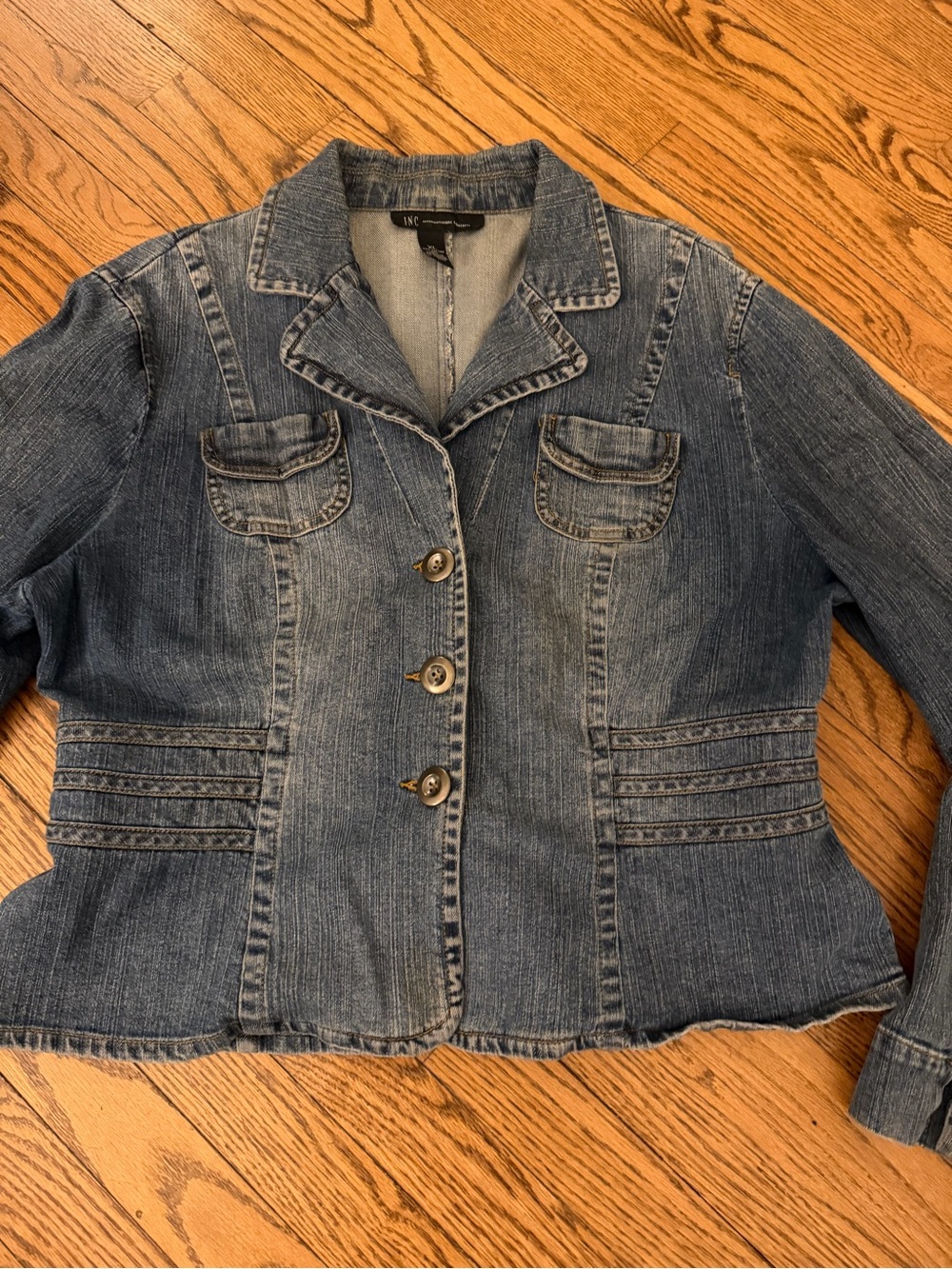 INC. Denim Button-Front Jacket - Blue